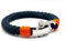 Men's Nautical Rope Bracelet, Durable Navy Blue Rope with Orange detail | Bracelet with adjustable stainless steel D-shackle | Adjustable to fit 18-19.5cm wrist size | Mens rope bracelet