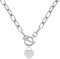 Generic Women's 925 Sterling Silver Coin Toggle Necklace - Paperclip Chain, Lock & Key, Heart Pendant
