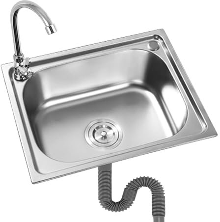 Lavello da Cucina in Acciaio Inossidabile,Lavello da Incasso a 1 Vasca,Lavello cucina da Appoggio,Lavabo da incasso Lavandino Cucina con Scolapiatti,lunghezza 38cm,42cm,48cm,50cm,53cm,60cm(38x33 cm)