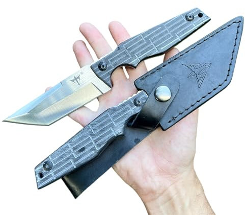 Obespina Gros Couteau Massif Lame Fixe Tanto Haute Qualité Survie Camping Tranchante Étui Cuir Manche G10 Collection Cadeau Homme buscraft camping decoupe exterieur full tang chasse