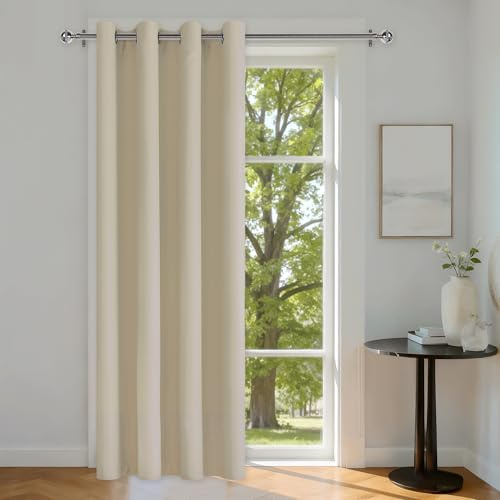 DWCN Blackout Curtains Room Divider Curtains Door Curtain Thermal Curtains | Wide Curtains Single Curtain Eyelet Curtain Energy Saving Opaque Curtains for Bedroom Kitchen,Light Beige,52x 84,1 Panel