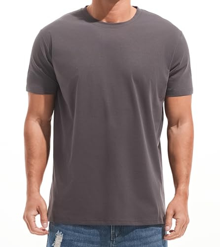 RONOMO Men's Solid Color Comfortable Ice Feeling T-Shirt | 95% cotton 5% spandex medium elastic comfortable fabric