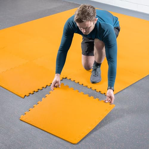 FORZA Tapis de Sol de Salle de Sport Emboîtables | Dalles de 60 cm² | Rembourrage en Mousse EVA | Matériel de Fitness pour Plus de Protection (Orange, Pack de 20)