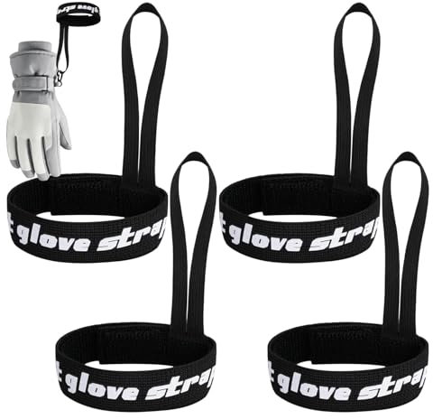 4 Pieces Sport Glove Safety Strap, Ski Glove Leashes, Snowboard Glove Wrist Straps, Glove Wrist Strap Elastic Leash Black Glove Handcuff for Hanging Gloves Snowboard Mitten Clips Accessories
