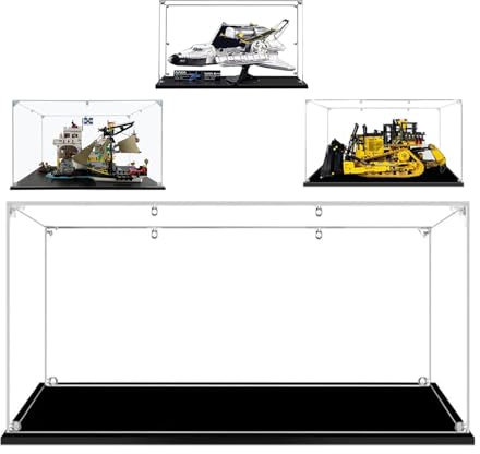 AAABOX 60x40x30cm Vitrine Groß,3mm Dick Transparente Acryl Staubdichte Schaukasten für Lego Katze D11 Bulldozer 42131 Space Shuttle Discovery 10283 und 71797 21351