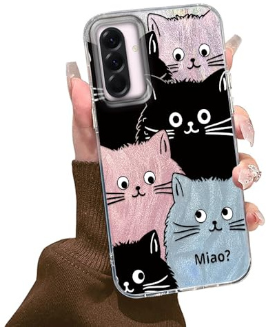 Tedyhulle Hülle für Samsung Galaxy A56 5G Handyhülle mit Niedliche Farbe Katze Aesthetic Muster, Bunt Dünne Schutzhülle Stoßfest Kratzfest Hard PC Handy Hülle Cover Case
