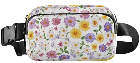 Foiosoh Kleine schöne Blumen lila modische Bauchtasche für Damen und Herren, kleine Bauchtasche mit verstellbarem Gurt für Reisen, Laufen, Wandern, Kleine schöne Blumen, violett, 1 size