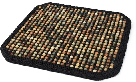Blueshyhall Auto Sitzkissen mit Massage, 48x48x3cm Coole Atmungsaktive Rutschfest Sitzauflage Auto Vordersitze, Universalle Kissen aus Bodhi Holzperlen mit Massage Kugeln für Auto Büro Stuhl (Schwarz)