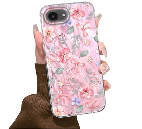 Tedyhulle Coque pour iPhone 7/8/SE 2020/SE 2022 4,7 avec Joli Motif Fleurs de Cerisier Rose Esthetique Design, Fine Souple Silicone TPU Bumper Antichoc Protection Housse Étui Femme Elégante Case