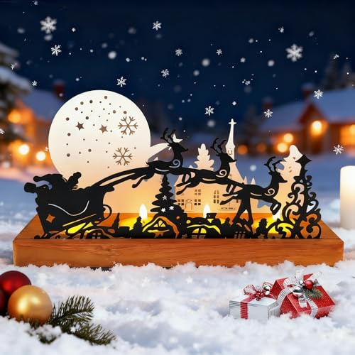Adventkerzenhalter, Moderner Adventkranz, Adventkerzenhalter für kleine Kerzen, Metall Adventskranz mit Holzständern, Weihnachtsdeko (B)