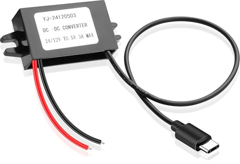 JSADZKJ 15W DC 12V/24V to 5V USB C Step Down Converter,DC to DC Converter Car Power Voltage, Step Down Module Power Adapter,Waterproof Power Transformer(Type C)