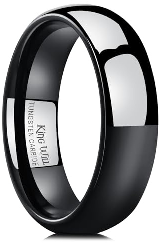 King Will Basic Herrenring aus Wolframkarbid in Silber/Schwarz/Gunmetal - 2mm/4mm/6mm/8mm gewölbt, hochglanzpoliert, komfortabel