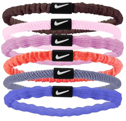 Nike Flex Hair Tie 6er Pack Haarbänder Running Fitness Training Sport Hairband Set, Tattoo/Pink Foam/White, One Size