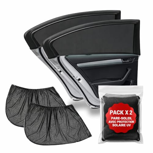 Parasole per finestrino laterale dell'auto con protezione UV regolabile, elastico, con zanzariera laterale, ideale per neonati, bambini e animali domestici, confezione da 2 pezzi