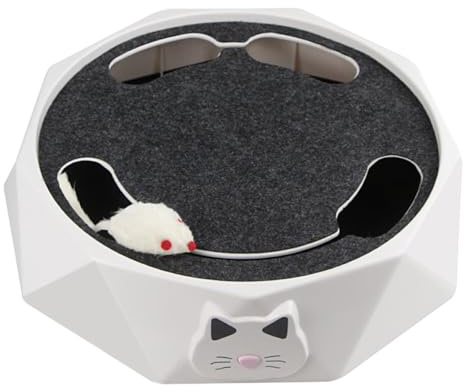 Mikikit Elektrisches Katzenspielzeug mit Mausbewegung, Interaktiv, Portable | ABS Material, Batteriebetrieben, Weiß, für Katze und Kätzchen, 3 Stück Aa Batterien