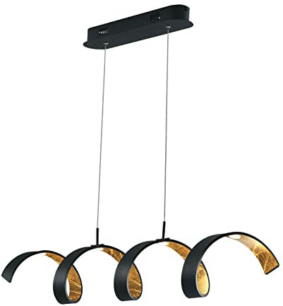 Eco Light LED Pendelleuchte Helix,dimmbare Hängelampe aus Metall in Schwarz/Gold,moderne Hängeleuchte,Höhe max. 120 cm, 20 Watt, 1200 Lumen, Lichtfarbe 3000 Kelvin (warmweiß)