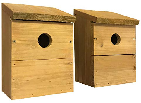 Selections Wooden Multi-Hole Wild Bird Classic Nest Box Birdhouse (Pack of 2)