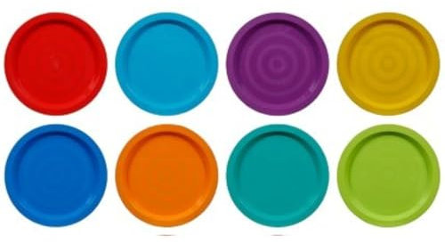 Fingey - Juego de 8 platos y vasos de plástico para jardín y pícnic., plástico, Plates