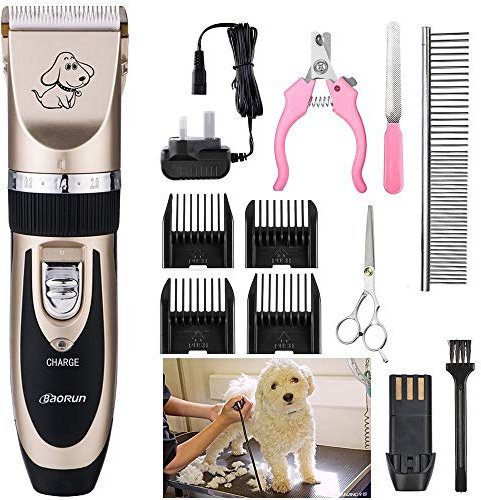 Baorun Tondeuses Chiens, Tondeuses Toilettage pour Animaux sans Fil Rechargeables Tondeuse à Poils de Chien à Faible Bruit Outil de Toilettage pour Animaux de Compagnie