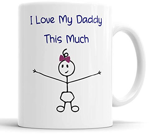 Faithful Prints Dad Mug from Daughter - I Love My Daddy This Much Mug (Girls) - 11oz Ceramic Gift for Dad Birthday Christmas from Daughter, Father's Day Coffee Cup, Novelty Present