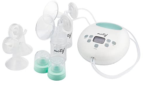 Motif Medical Luna with Battery Double Electric Breast Pump, Portable Breast Pump with Battery - Easy to Use, Quiet Motor, Built-in LED Night Light