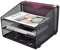 EASEPRES Mesh File Organizer, Desktop Hanging File Holder with 3 Paper Letter Tray and 1 Vertical Upright Compartment, Black