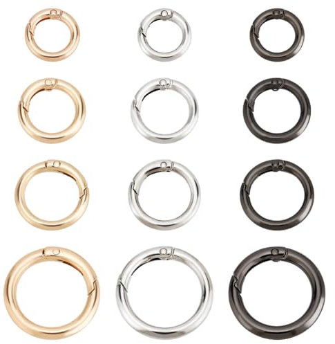 PH PandaHall 24 Pezzi 3 Colori Chiusura a Molla 20/25/28/35 mm Lega o Anello Rotondo moschettone Gancio grilletto Fibbia a Molla per Portachiavi Borse Borsetta Gioielli Artigianato Fai da Te