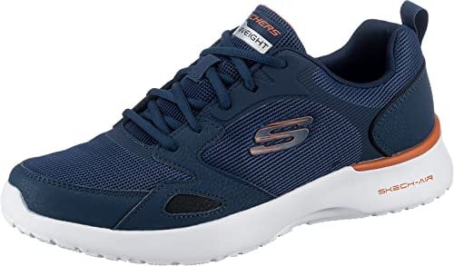 Skechers SKECH-AIR DYNAMIGHT VENTURIK, Zapatillas de deporte para Hombre, Nvy Synthetc/Textile /Orange Trim, 41 EU