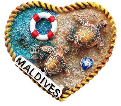 Kühlschrankmagnet in Herzform, Malediven, Reise-Souvenir, Geschenk, magnetisch, Bastel-Kollektion