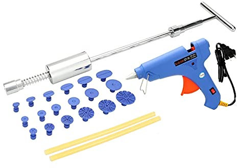 General Hot Melt Glue Gun Paintless Car Dent Repair Tool Kit Slide Hammer Puller Tabs + Hot Melt Glue Gun with Glue Sticks Ideal for DIY Crafting (Color : Blue, Size : One Size)