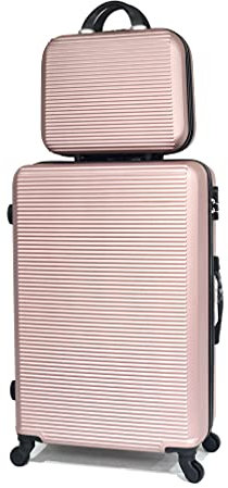 CELIMS Large Suitcase 90 litres with Vanity Case, Rose Gold #59, Grande avec Vanity