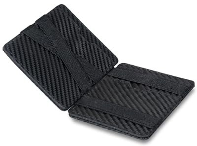 Lederhand® Magic Wallet 2.0 – Echtleder Geldbörse handgemacht für Herren und Damen flaches Portemonnaie mit Münzfach und Platz für 8 Karten | Farbe Carbon