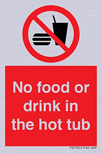 No Food or drink in the hot tub Sign - 50x75mm - A8P