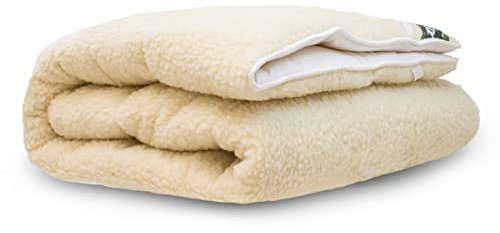 Terschellinger Lammflor Wollunterbett - 100% IWS-Schurwollauflage - 2-in-1 ganzjährige Matratzenauflage mit weicher Wolle und kühlender Baumwolle - 90 x 200 cm Single Size