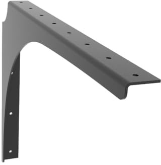 Iron Supports Universal Heavy-Duty Commercial Bracket - Industrial Support Brackets - Steel Mounting Bracket for Shelves, Vanities, Buffets, Desks (Matte Black - 21 Deep x 15 High, Left Hand)