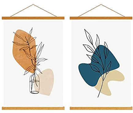 Lanpn B2 Cadre Poster Magnétique 50 CM, 50x70 50x100 Cadre Photo Aimanté en Bois Naturel pour Affiche Cadre Magnétique Cadre d'affiche Cadre Suspendu Porte-affiches (50cm, Teck, 2 Paquets)