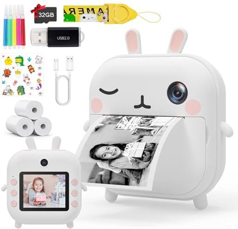 Selvim 40MP Kinderkamera, 2,4'' Bildschirm Sofortbildkamera Kinder, 1080P HD Videokamera mit 32GB TF-Karte, Dual-Objektiv Kinder Kamera als Geschenke für Kinder von 3 bis 14 Jahren