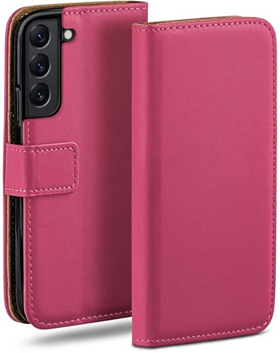 moex für Samsung Galaxy S22 Plus Hülle mit Kartenfach, Handyhülle klappbar 360 Grad Schutzhülle, PU Leder Handytasche Samsung Galaxy S22 Plus Klapphülle Flip Case, Pink