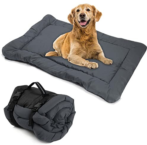 Faltbare Hundematte, Hundebett Tragbares Matratze Wasserdicht für Kleine Mittlere Große Haustiere, Multifunktions Reisedecke für Outdoor-Reisen, Camping, Auto, Hundekiste, Sofa, Boden, 90*60cm (Grau)