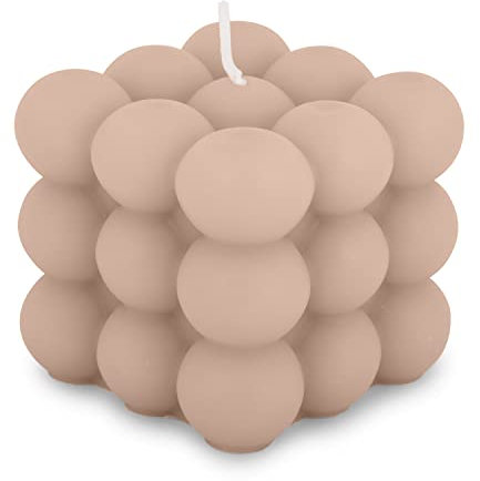 pajoma® Bubble Kerze Warmgrau | Candle aus 20% Soy Wax + 80% Paraffin | Brenndauer ca. 25 Stunden - H 6 cm Ø 6 cm, 160 g Wachsgewicht | Äshetische Sojawachs Candle für Wohnkultur