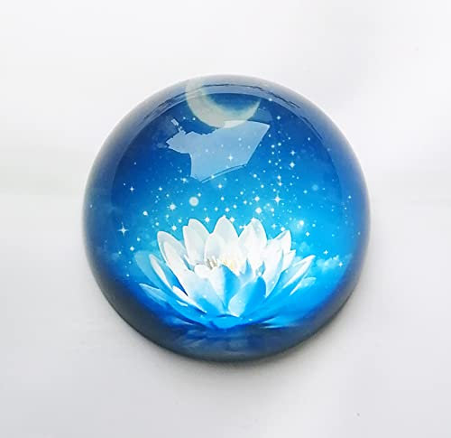 Kristallkugel Blue Lotus Halbkugel Glas Halbkugel Briefbeschwerer Heimdekoration Ornamente Kugel Miniatur Kreative Geschenke