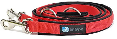 anny-x teilgepolsterte Führleine Classic Bolt Fun schwarz rot 3m