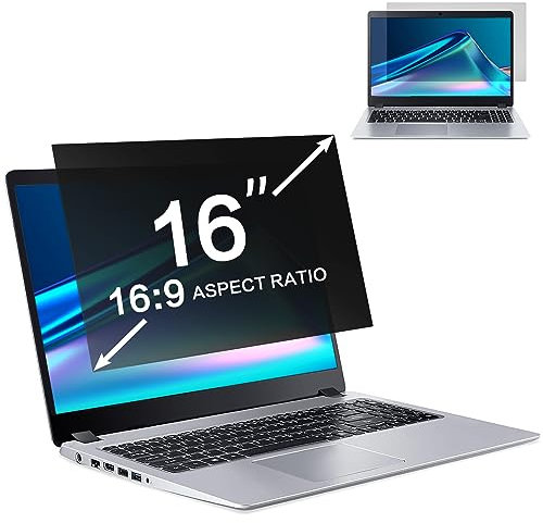 ZOEGAA Film de confidentialité pour ordinateur portable 16 - Rapport d'aspect 16:9 - Anti-lumière bleue - Filtre de confidentialité amovible - Pour Hp/Dell/Acer/Lenovo/ThinkPad/Asus