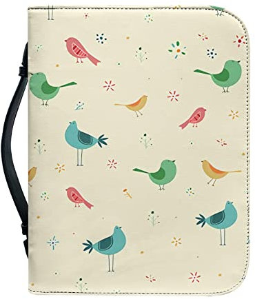 Kuiaobaty Buchhülle für Notizbuch, Bibel, Roman, Reißverschluss, Kunstleder, mit Stifthalter, Weizenfarben, birds