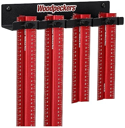 Woodpeckers Hexscale Lineal, komplettes Set, 6-in-1 Holzbearbeitungslineal mit Anschlag, Zoll & MM Skala, Nullzentrierung, R2L & L2R Messung