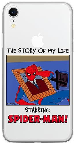 ERT GROUP mobile phone case for Iphone XR original and officially Licensed Marvel pattern Spider Man 036 optimally adapted to the shape of the mobile phone, partially transparent
