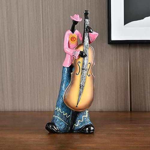 Lifexquisiter Retro Cellospieler Statue Skulptur Wohnkultur Vintage Cello-Playing Skulptur Ornament für Regal Schrank Desktop Tisch Home Office Hotel Bar Einzigartiges Einweihungsgeschenk