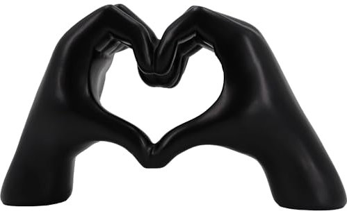 Kityemo Liebesfingerstatue Moderne, Schwarze Gestendekoration, Moderne Kunstskulptur Personalisierter Finger perfekt für kreative Hochzeits- und Desktop -Dekoratio (Schwarz, L)