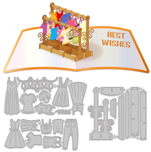 MAYJOYDIY 3D Pop Up Kleiderbügel Stanzformen Für Kleidung Metallstanzungen Aus Karbonstahl Stanzschablonen Bastelvorlage Für Selbstgemachtes Scrapbooking Album Dekorative Prägung Papierkarte
