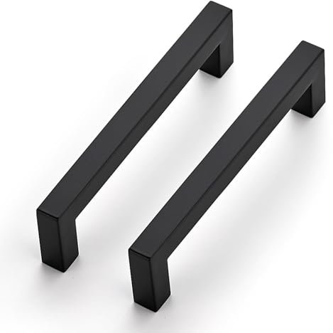 Ravinte 5 Pack Kitchen Door Handles Black Handles for Cupboards 128mm Cupboard Pulls Kitchen Cabinet Pulls Square Bar Wardrobe Hardware Cabinet Door Hardware